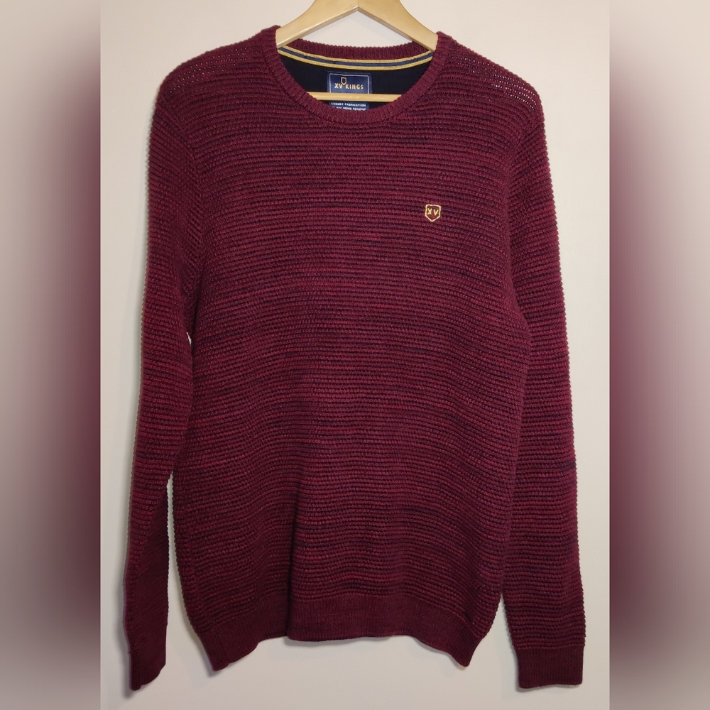 XV Kings Tommy Bowe Ireland Burgundy textured Knit Jumper Sweater Men's XL